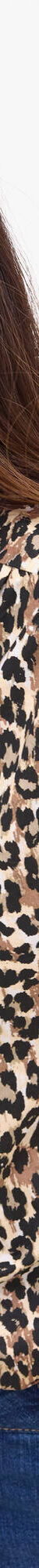 Bloes met korte mouwen, stroken aan de kraag en luipaardprint (taupe / zwart) Bloes met korte mouwen, stroken aan de kraag en luipaardprint (taupe / zwart)